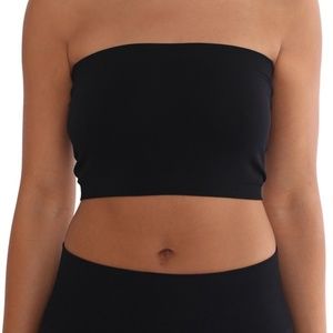 Black Seamless Non-Padded Bandeau Tube Top Bra